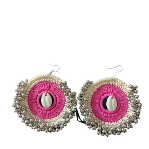 Beaded & thread Multicolor Floral Earrings Hoops