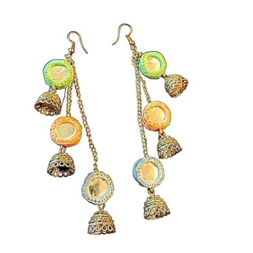 SAKHI collection Mirror work Designer Oxidized Dangle Long Earrings for Women and Girls