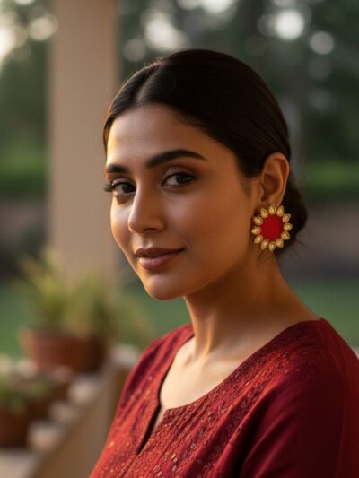 SAKHI collection FABRIC EARRINGS Cotton Dori Stud Earring