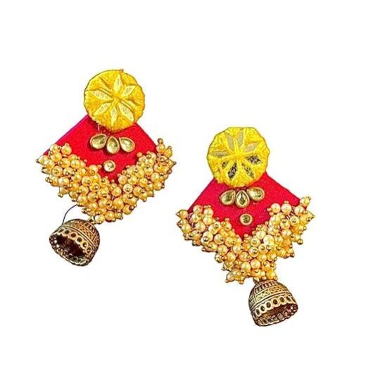 SAKHI collection Handmade Fabric Jhumki Earrings Trendy for Women