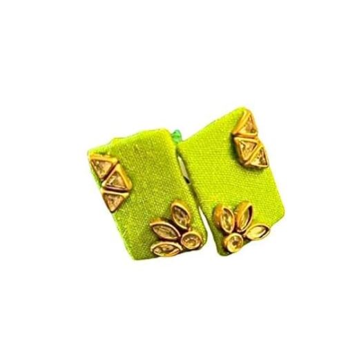 SAKHI collection Green FABRIC Rectangular EARRINGS Cotton Dori Stud Earring
