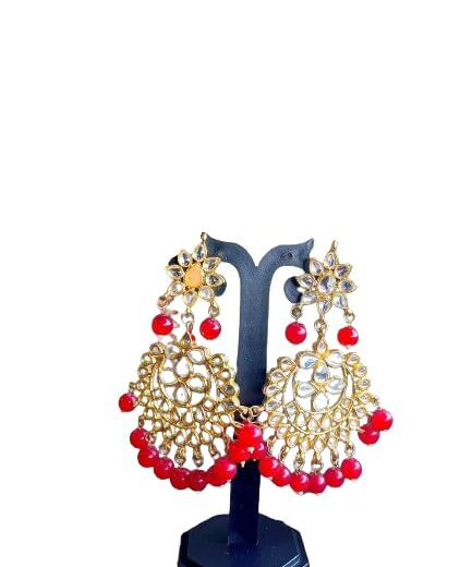 Red Color Meenakari Kundan Earrings for Women and Girls Birthday Gift Function Party jhumka earrings for women/Girls