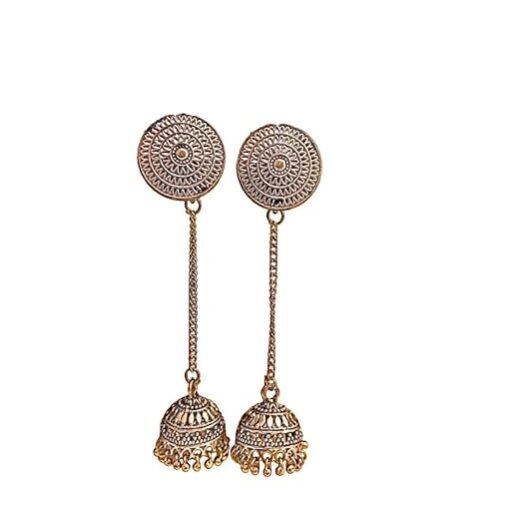 Silver Plated Trible Tassel Jhumki & Stud Mirror Style Earring For Woman & Girls