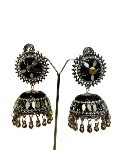 Stylish Designer silver color jhumki for wedding, earring set for women