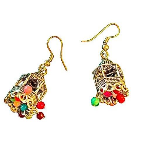 Earrings For Girls Stylish Affordable Silver Color Multicolor Round Bits Beautiful Design