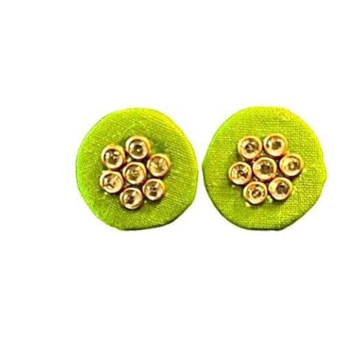 SAKHI collection Green FABRIC EARRINGS Cotton Dori Stud Earring