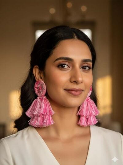 SAKHI collection Pink Silk Thread Dangle & Drop Earring for Women