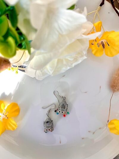 Earrings For Girls Stylish Affordable Silver Color Multicolor Round Bits Beautiful Design