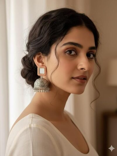 SAKHI collection Mirror work fabric jhumka Earring