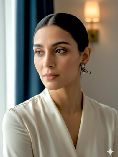 Vintage Style Oxidized Silver Earrings with Pearl Beads, Antique Finish, Traditional Drop Design