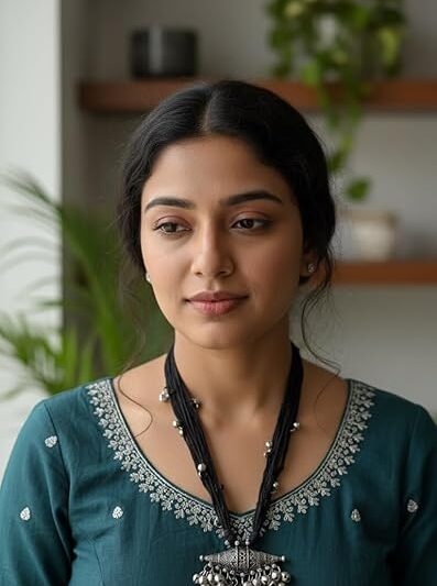 Tribal Silver Ghungroo Necklace, Black Cotton Thread, Antique Metal Pendant with Bells, Traditional Indian Jewelry